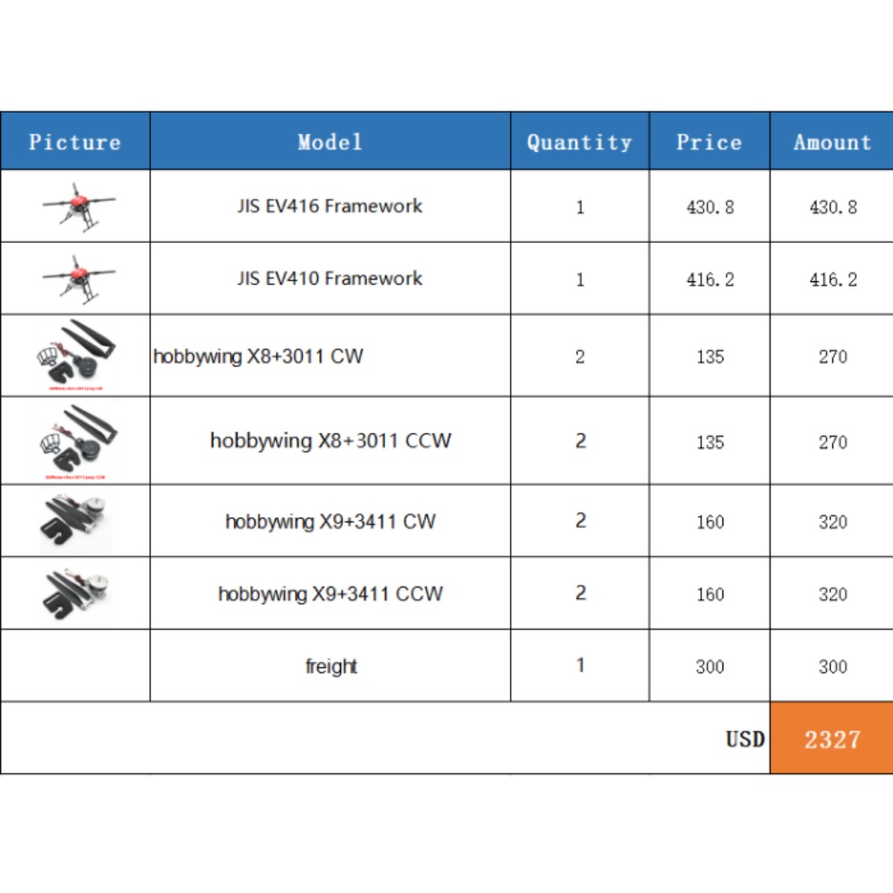 JIS EV410/EV416 10KG/16KG quad - Heavy Lift Drone Frame recensie en prijs